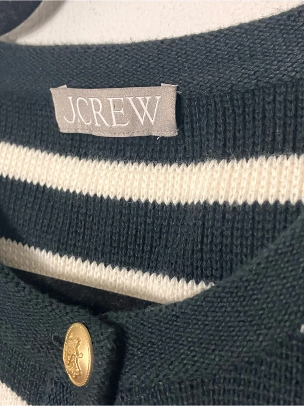 J. Crew Emilie Sweater Lady Jacket in Striped Navy‎ and White XL
